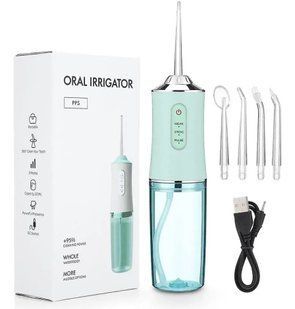 Імпульсний іригатор ORAL IRRIGATOR для порожнини рота 3 режими з насадками Зелений 2104619359 фото