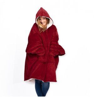 Оверсайз плед-толстовка з капюшоном Huggle Hoodie двостороння Червоний 1762056331 фото