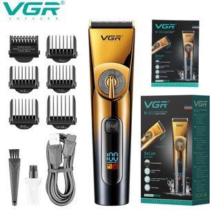 Аккумуляторная машинка для стрижки VGR V-663 с LED-дисплеем 6 насадками и защитой IPX6 (VGR036) VGR036 фото