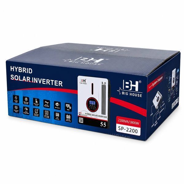Гібридний сонячний інвертор BH BIG HOUSE SP-2200 1800 Вт 12В MPPT 80А з чистою синусоїдою M1203  фото