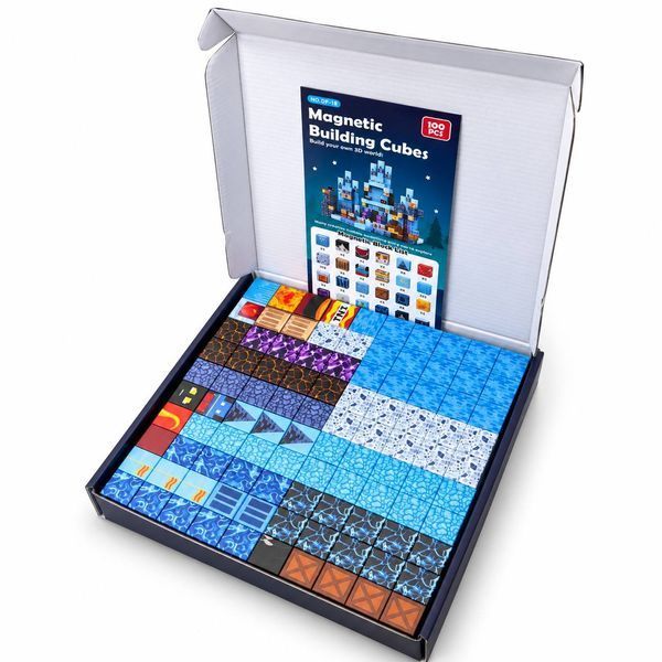 Магнитный конструктор Magnetic Building Cubes ICE CASTLE 100 деталей, магнитные кубики с фигурками M1295 фото