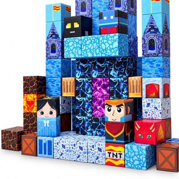 Магнитный конструктор Magnetic Building Cubes ICE CASTLE 100 деталей, магнитные кубики с фигурками M1295 фото
