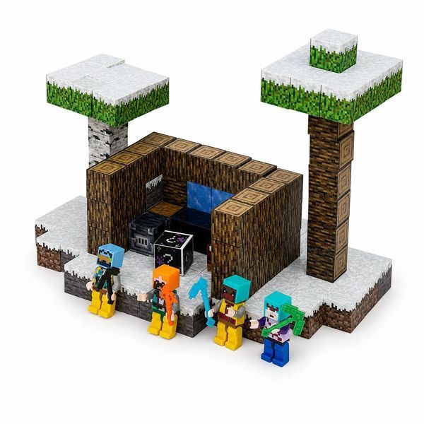 Магнітний конструктор Magnetic Cube Snow Hut 128 BZ96-62B з фігурками M1119 фото