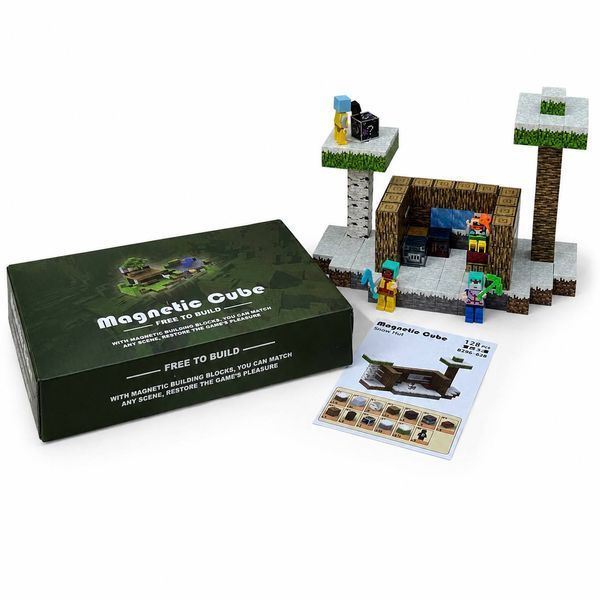 Магнітний конструктор Magnetic Cube Snow Hut 128 BZ96-62B з фігурками M1119 фото