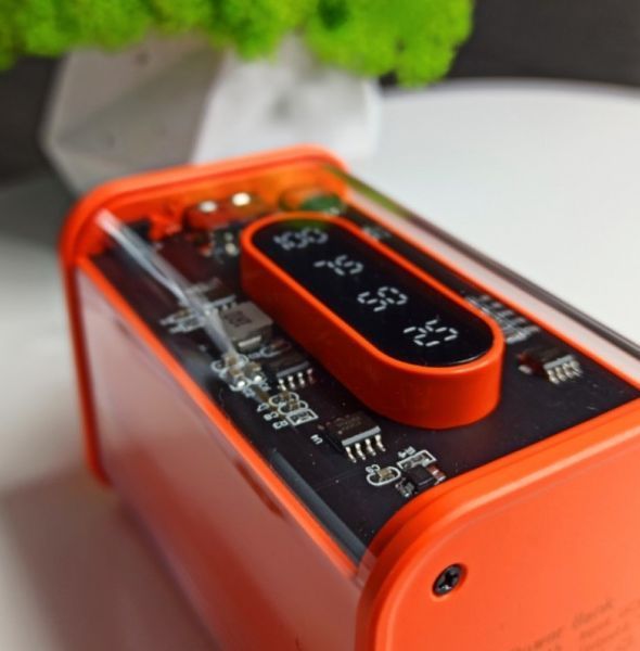 Портативний повербанк Power Bank з прозорим корпусом та LED-індикацією заряду 20000 mAh Помаранчевий (2104618816) 2104618816 фото