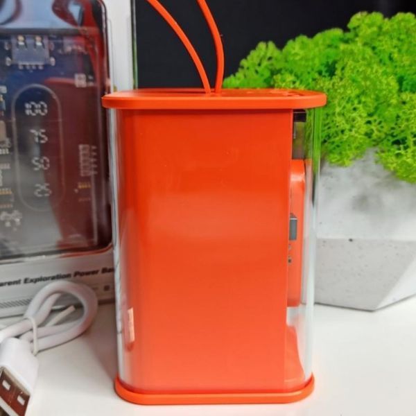 Портативний повербанк Power Bank з прозорим корпусом та LED-індикацією заряду 20000 mAh Помаранчевий (2104618816) 2104618816 фото