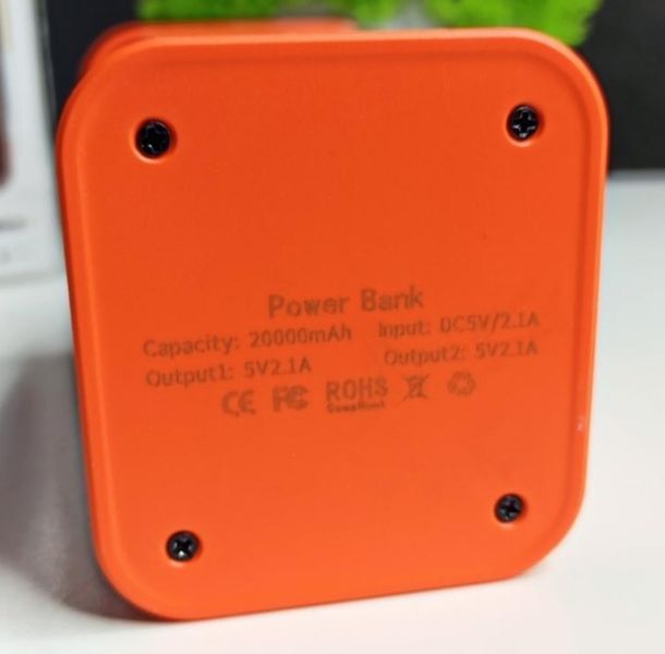 Портативний повербанк Power Bank з прозорим корпусом та LED-індикацією заряду 20000 mAh Помаранчевий (2104618816) 2104618816 фото