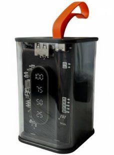 Портативний повербанк Power Bank з прозорим корпусом та LED-індикацією заряду 20000 mAh Чорний (2104618817) 2104618817 фото