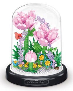 Конструктор Pink Dianthus Серія Flower Flask Рожеві гвоздики під куполом 624 деталі 2104619280 фото
