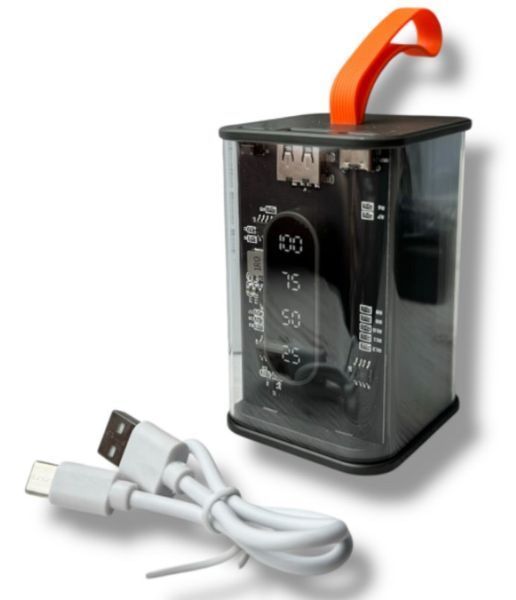 Портативний повербанк Power Bank з прозорим корпусом та LED-індикацією заряду 20000 mAh Чорний (2104618817) 2104618817 фото