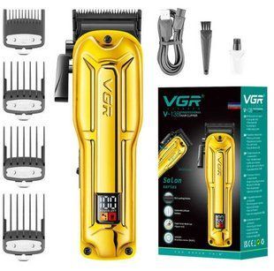 Машинка для стрижки VGR V-138 GOLD акумуляторна 7000 RPM LED дисплей 4 насадки 2500 mAh (VGR133) VGR133 фото