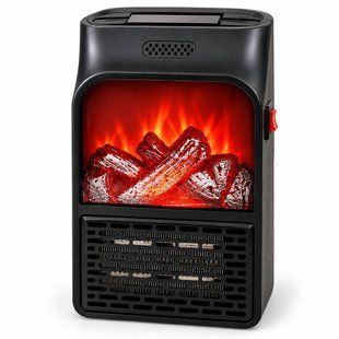 Обогреватель электрический розеточный Flame Heater DP-198 900 Вт с эффектом камина, терморегулятором, таймером и пультом ДУ, черный M1345 фото