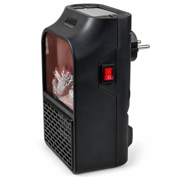 Обогреватель электрический розеточный Flame Heater DP-198 900 Вт с эффектом камина, терморегулятором, таймером и пультом ДУ, черный M1345 фото
