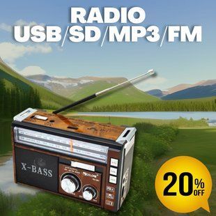 Универсальный приемник с FM, SW, AM радио переносное Golon RX-381/2 USB/SD с LED фонарем Коричневый 1920775523 фото