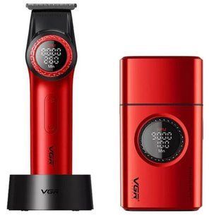 Комплект VGR 2 в 1 V-977 & V-377 RED, триммер та шейвер, набір для стрижки та гоління Червоний (VGR136) VGR136 фото
