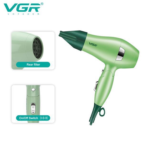 Фен складной VGR V-432 GREEN, 3 уровня обдува, низкий уровень шума, 1000 Вт Зеленый VGR100 фото