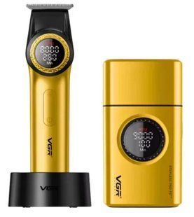 Комплект VGR 2 в 1 V-977 & V-377 GOLD, триммер та шейвер, набір для стрижки та гоління Золотий (VGR137) VGR137 фото
