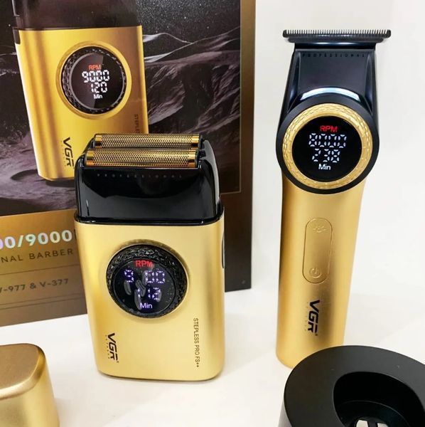 Комплект VGR 2 в 1 V-977 & V-377 GOLD, триммер и шейвер, набор для стрижки и бритья Золотой (VGR137) VGR137 фото