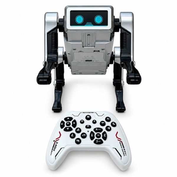 Інтерактивна робот-собака AI Robot DOG на радіокеруванні 2.4 GHz з програмуванням, музикою та трюками, срібляста M1260 фото