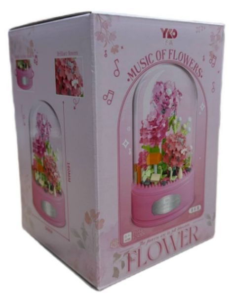 Музыкальный конструктор Musical Dianthus серия Musical Flask Розовые гвоздики под куполом 624 детали 2104619287 фото