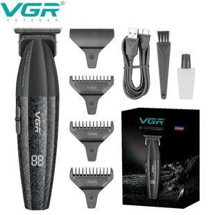 Машинка для стрижки VGR V-640T с LED дисплеем 3 насадки скорость 9000 об/мин Черный (VGR037) VGR037 фото