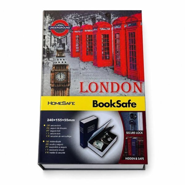 Книга-сейф з ключовим замком HomeSafe BookSafe LONDON 24&times;15,5&times;5,5 см, тайник для грошей та цінностей M1195  фото