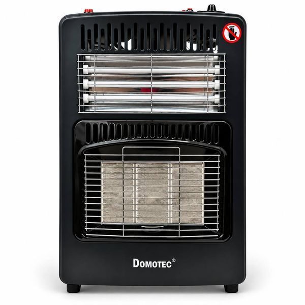 Обігрівач газовий та електричний 2 в 1 Domotec MS-6607, 4200 Вт газ / 1200 Вт електро, інфрачервоний, з редуктором і шлангом, чорний M1334 фото