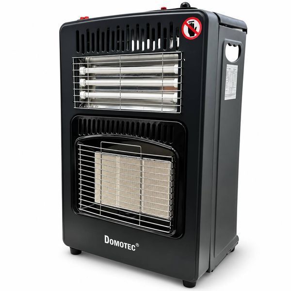 Обігрівач газовий та електричний 2 в 1 Domotec MS-6607, 4200 Вт газ / 1200 Вт електро, інфрачервоний, з редуктором і шлангом, чорний M1334 фото