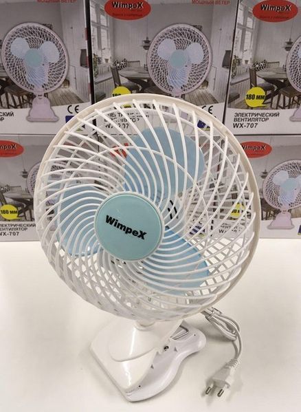 Настільний вентилятор Wimpex WX-707 на прищіпці 2 режими роботи (2104618581) 2104618581 фото