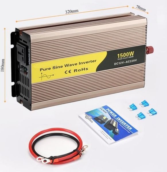 Перетворювач автомобільний інвертор Pure Sine Wave Inverter 12В-220В 1500W з чистою синусоїдою (2104618826) 2104618826 фото