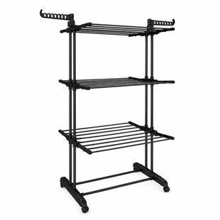 Сушилка для белья напольная Tiers Garment rack 3-ярусная на колесах, черная M1055 фото