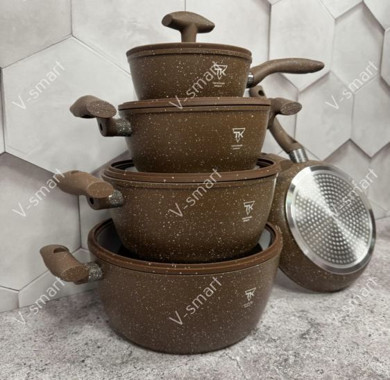 Набір каструль Top Kitchen з гранітним покриттям TK098-Brown (5 шт в наборі) TK098 фото