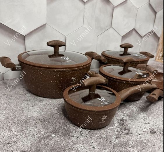 Набір каструль Top Kitchen з гранітним покриттям TK098-Brown (5 шт в наборі) TK098 фото
