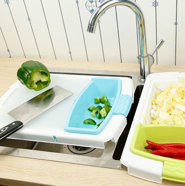 Обробна дошка для кухні на мийку 43x30x7,5 см блакитний (2104618625) 2104618625 фото