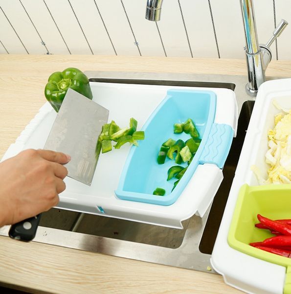 Обробна дошка для кухні на мийку 43x30x7,5 см блакитний (2104618625) 2104618625 фото