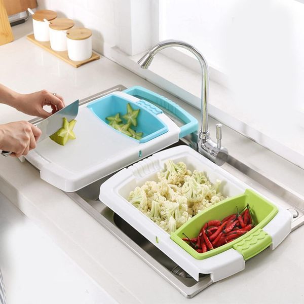 Обробна дошка для кухні на мийку 43x30x7,5 см блакитний (2104618625) 2104618625 фото