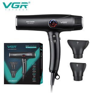 Професійний фен для волосся VGR V‑469 2400Вт 4 рівні обдування 4 рівні температури 2 насадки (VGR059) VGR059 фото