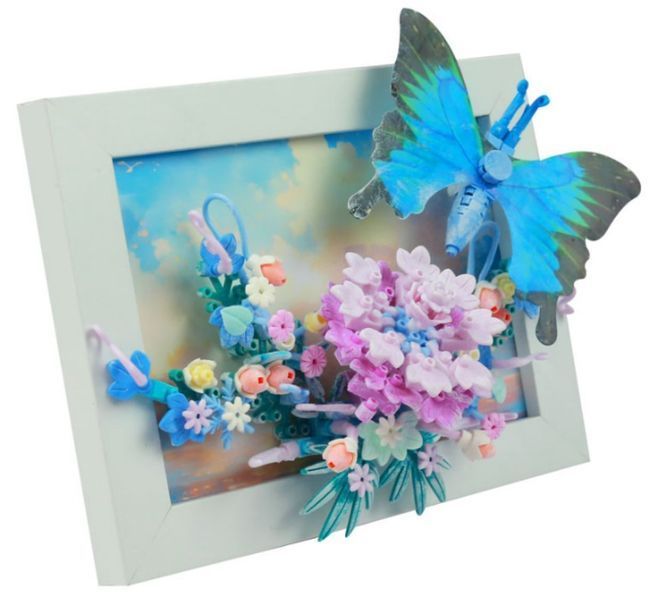 Конструктор Creative Dianthus Серія Art Bouquet Фоторамка Гвоздика та блакитний метелик 308 деталі 2104619333 фото