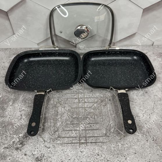 Сковорода-гриль двостороння Top Kitchen TK097-Black ꬿ32см TK097 фото