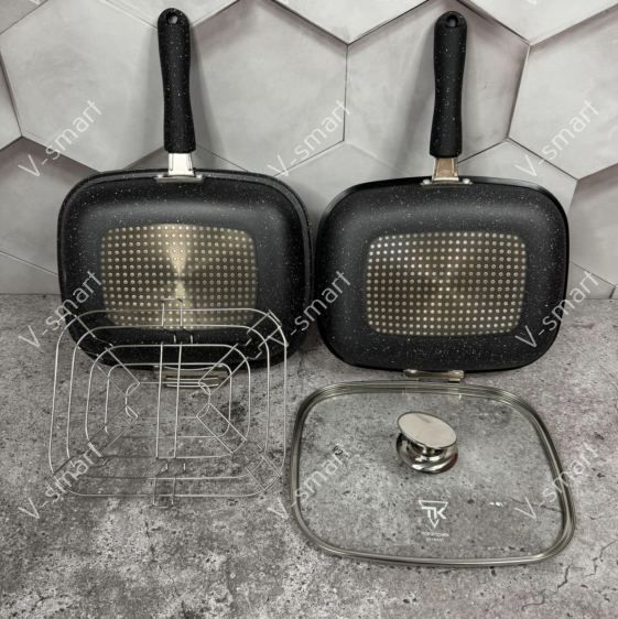 Сковорода-гриль двостороння Top Kitchen TK097-Black ꬿ32см TK097 фото
