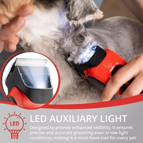 Аккумуляторная машинка для стрижки животных VGR V-208 RED 6 насадок LED-дисплей Красный (VGR016) VGR016 фото