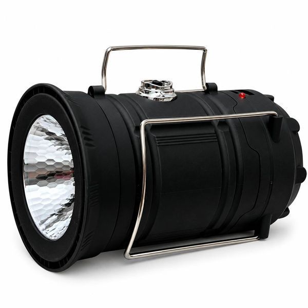 Ліхтар LUMEX 5803 кемпінговий акумуляторний багатофункціональний із сонячною панеллю, USB, Power Bank, акумулятором 18650 у комплекті, чорний M1308 фото