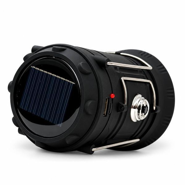 Ліхтар LUMEX 5803 кемпінговий акумуляторний багатофункціональний із сонячною панеллю, USB, Power Bank, акумулятором 18650 у комплекті, чорний M1308 фото