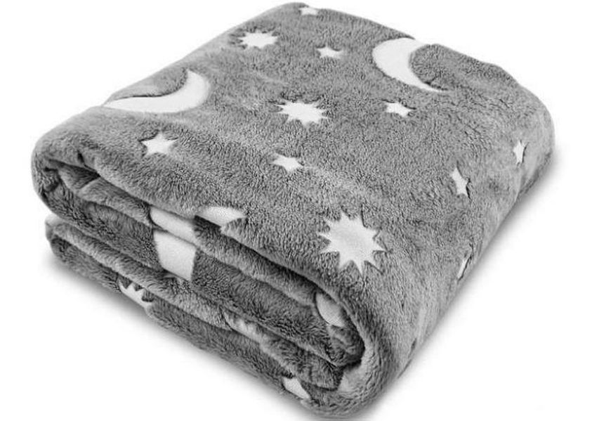Плед, що світиться зоряне небо Blanket день/ніч 120х150 см Grey 1756375703 фото