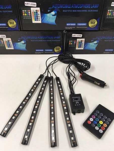 Универсальная автомобильная RGB led подсветка с микрофоном HR-01678 - Цветная подсветка для авто влагозащитная 1756374648 фото