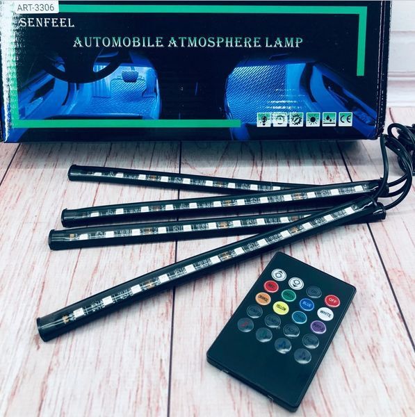 Универсальная автомобильная RGB led подсветка с микрофоном HR-01678 - Цветная подсветка для авто влагозащитная 1756374648 фото