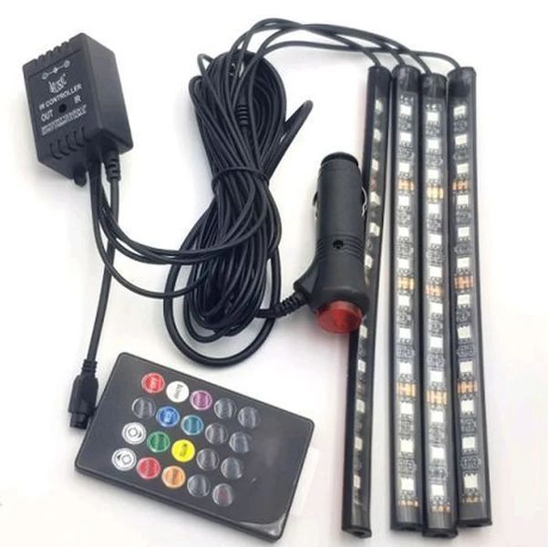 Универсальная автомобильная RGB led подсветка с микрофоном HR-01678 - Цветная подсветка для авто влагозащитная 1756374648 фото