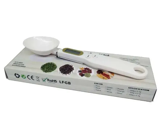 Електронна мірна ложка-ваги цифрова до 500г Digital Spoon Scale біла для кухні спецій TP-364 фото
