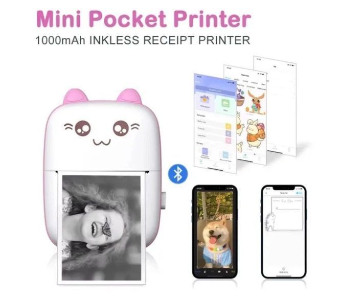 Дитячий Bluetooth принтер Mini printer бездротовий з термодруком без чорнил (2104619038) 2104619038 фото