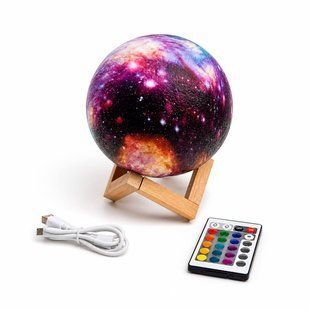 3D ночник &laquo;Луна&raquo; с пультом управления, 16 цветов, LED лампа Moon Lamp с подставкой M1030 фото
